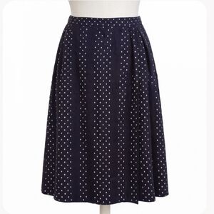 TALBOTS Navy Blue White Swiss Dot Wrap Skirt Cotton SIZE 12